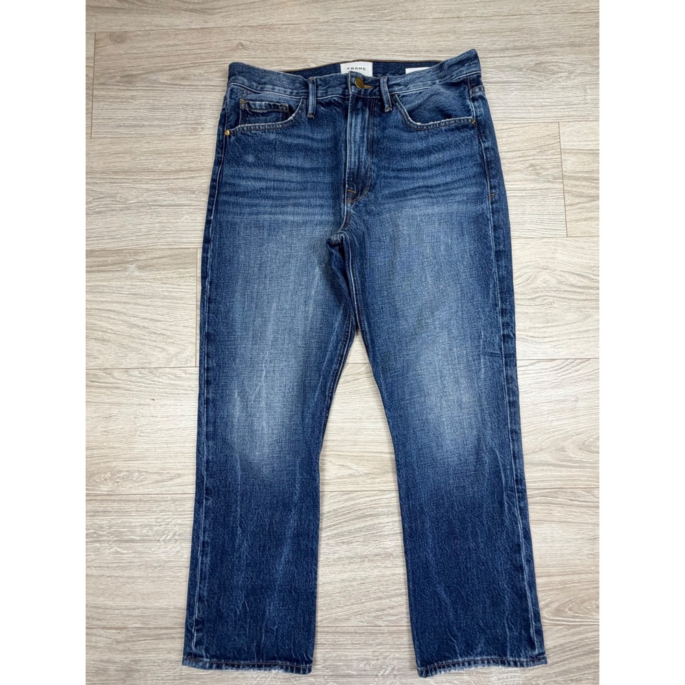 FRAME Le Piper‎ High Rise Straight Leg Jeans Blue Sky LPR385 Womens Size 28
